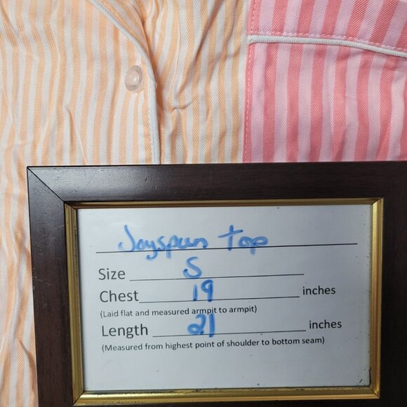 Joyspun Pajama Top Striped Shirt Collar Pocket Pink Peach Tags Womens Small Tags - Picture 4 of 6